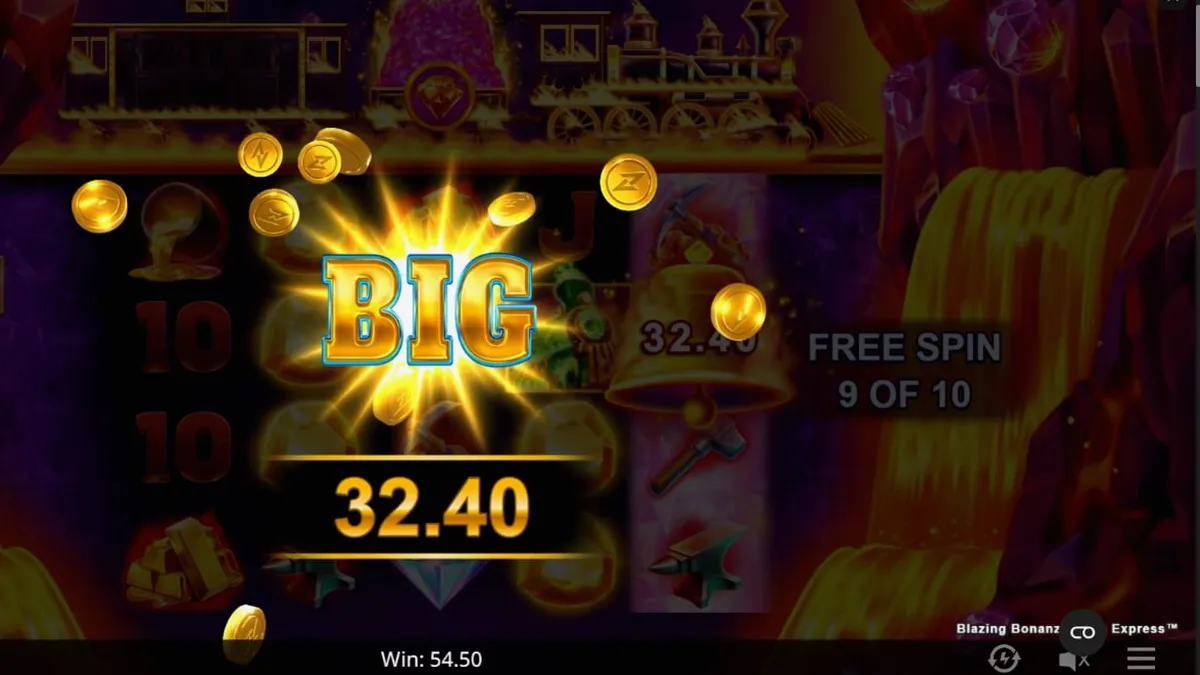 Tampilan visual Blazing Bonanza Rush Express dengan tema pertambangan emas