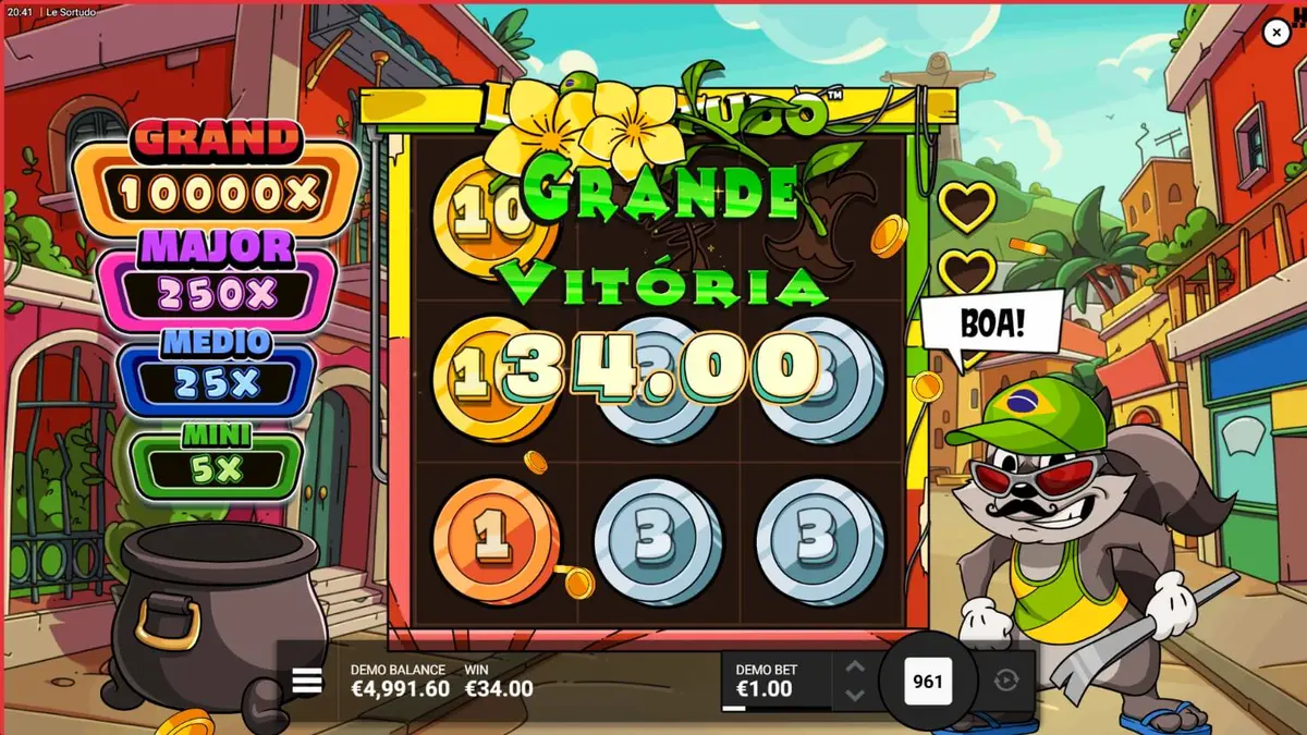 Smokey si rakun dalam permainan slot Le Sortudo